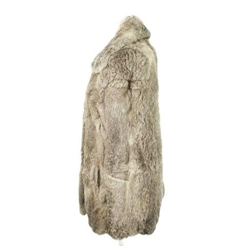 ノーブランド ファーコート ラビット 毛皮 ミドル丈 グレー /MN18