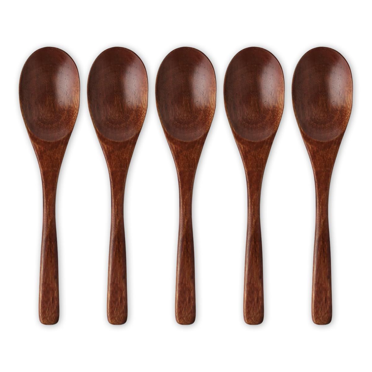 J-kitchens 木製 漆塗り カレー スプーン 大 5本 セット 19.8x3.9cm