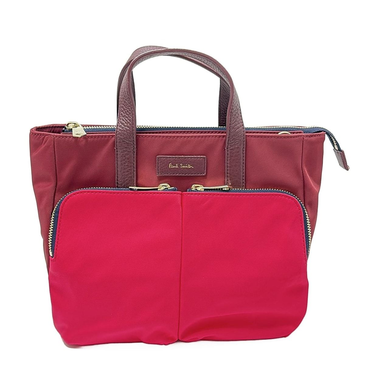 PaulSmith(ポールスミス) ハンドバッグ美品 - ボルドー×ピンク レザー 
