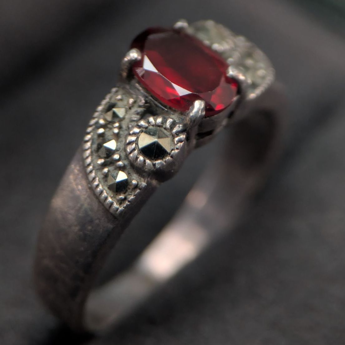 レッドストーン マーカサイト シルバー925 リング 12.9号 スターリング