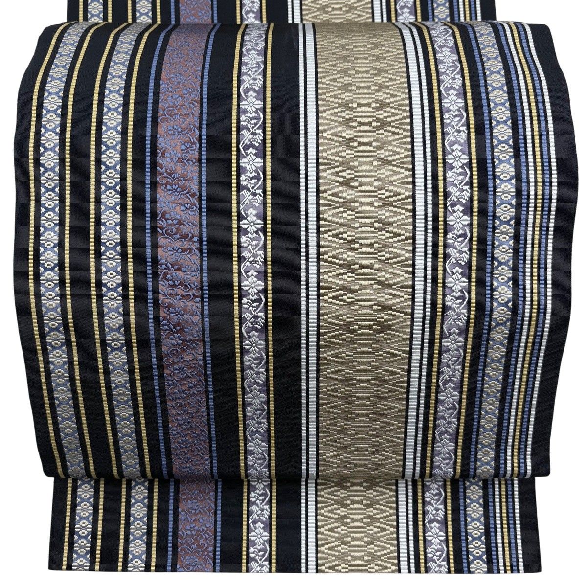 美品】 名古屋帯 逸品 証紙 八寸名古屋帯 松葉仕立て 縞 独鈷 本場筑前