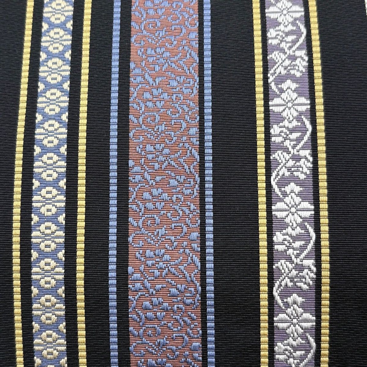 美品】 名古屋帯 逸品 証紙 八寸名古屋帯 松葉仕立て 縞 独鈷 本場筑前