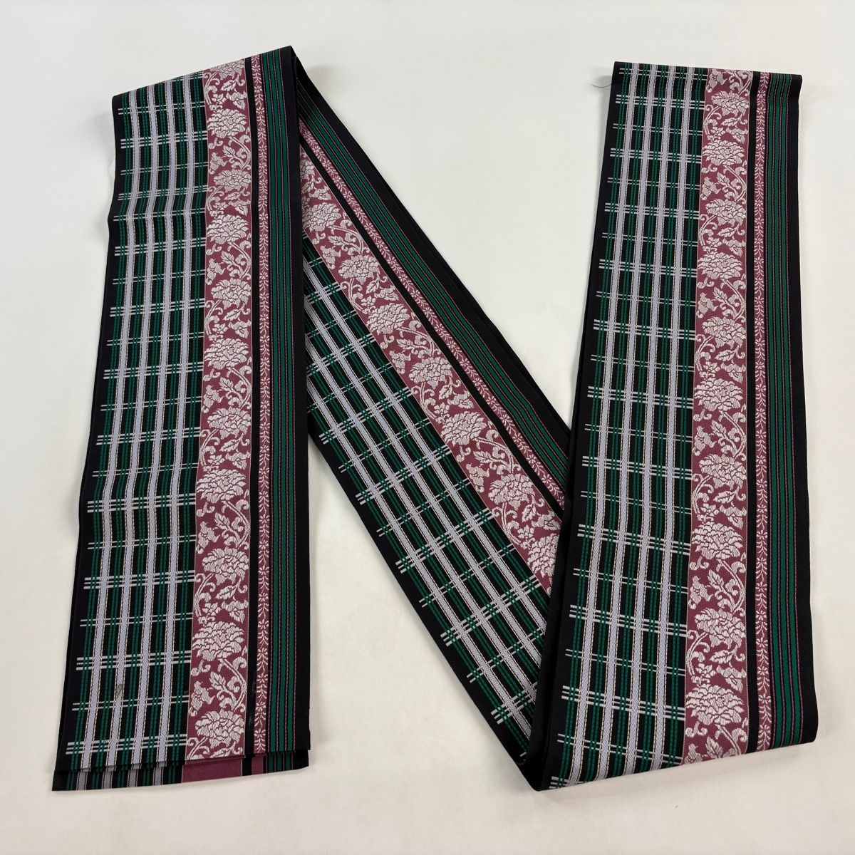 半幅帯 名品 博多織 証紙 花唐草 格子 黒 正絹 【中古】 - メルカリ