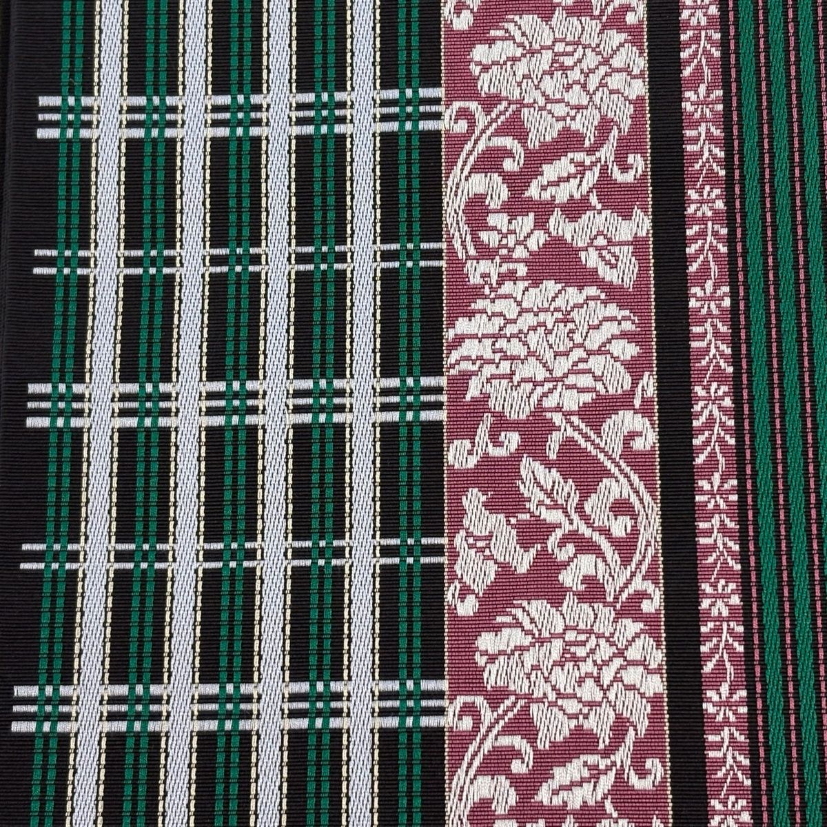 半幅帯 名品 博多織 証紙 花唐草 格子 黒 正絹 【中古】 - メルカリ