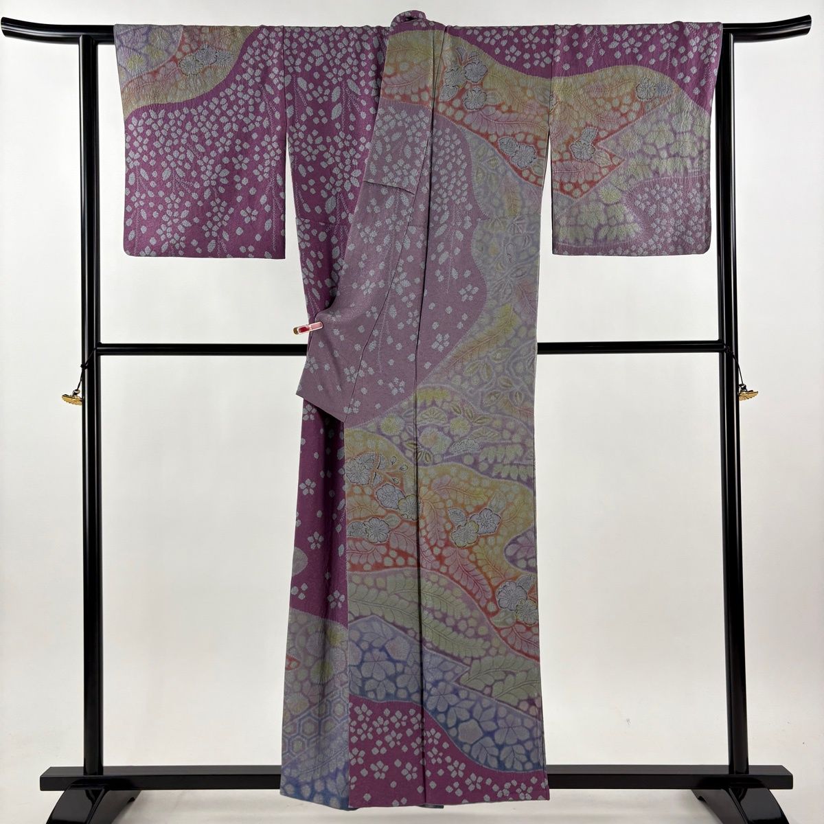 美品】 訪問着 身丈155.5cm 裄丈66.5cm M 袷 樋熊哲也 落款 辻が花柄