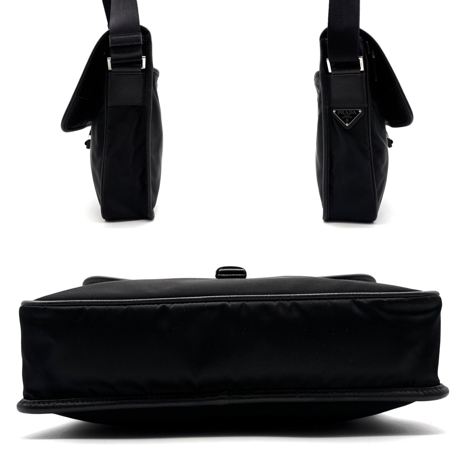 PRADA プラダ 三角プレート クロスボディ ショルダーバッグ ブラック 極美品・希少 PRADAプラダ ショルダーバッグ 三角ロゴ プレート