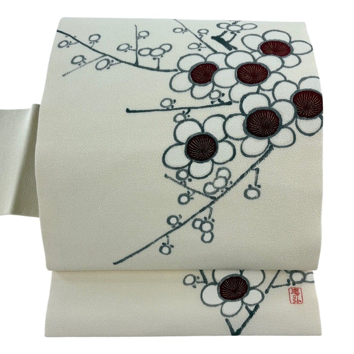 新年セール【美品・縮緬】レトロモダン、ぼかしの素敵な梅柄☆高級 縮緬 名古屋帯 新年セール【美品・縮緬】レトロモダン、ぼかしの素敵な梅柄☆高級