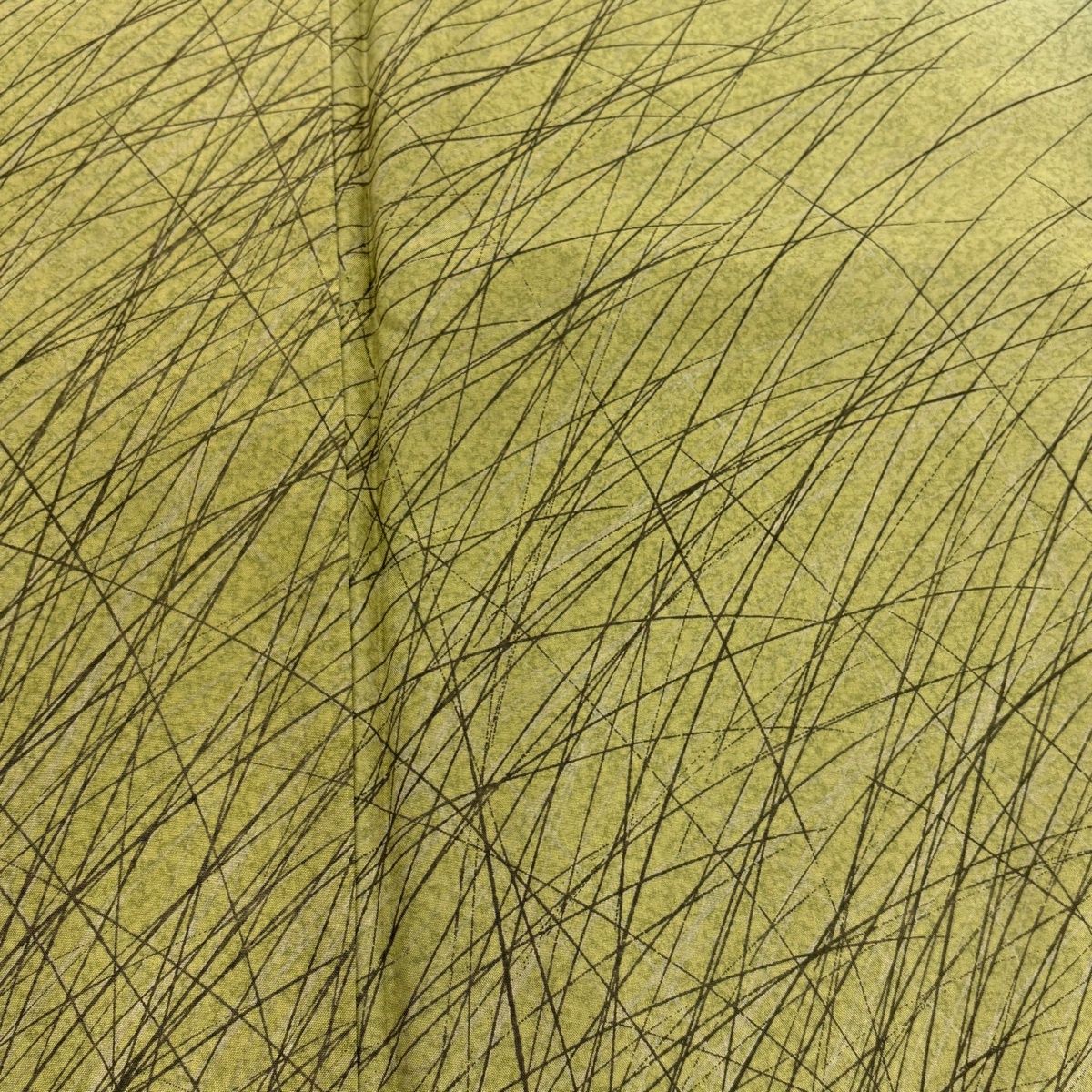 付下げ 身丈152cm 裄丈64cm M 袷 紬地 葉柄 染め分け ぼかし 灰緑 正絹