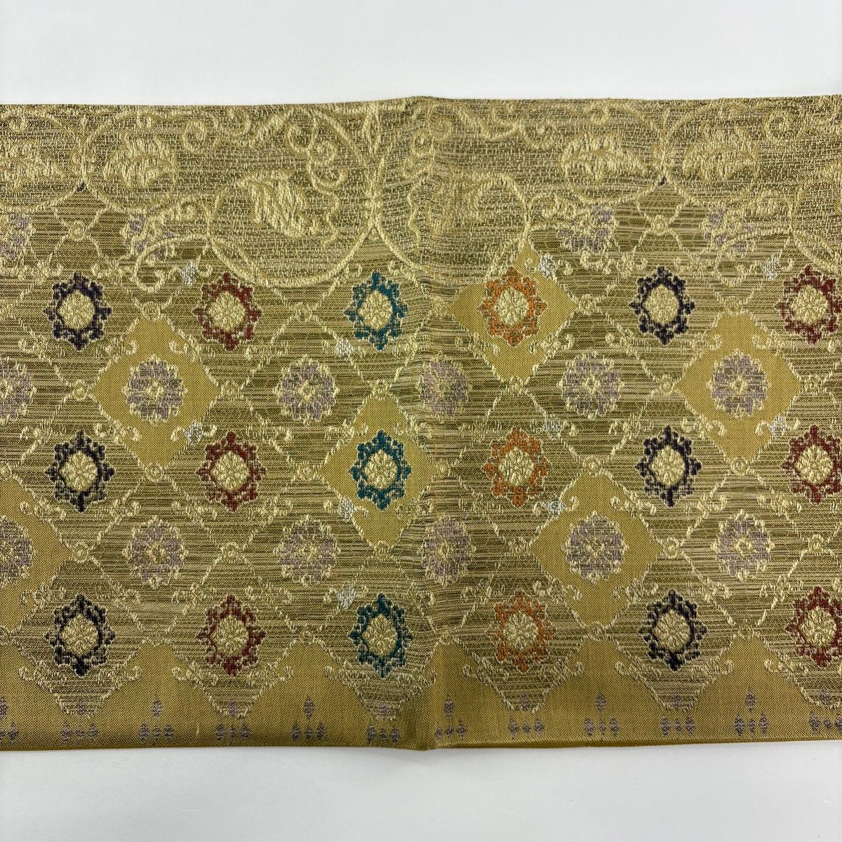 美品】 袋帯 秀品 花唐草 花菱 金糸 茶緑色 六通 正絹 【中古】 - メルカリ