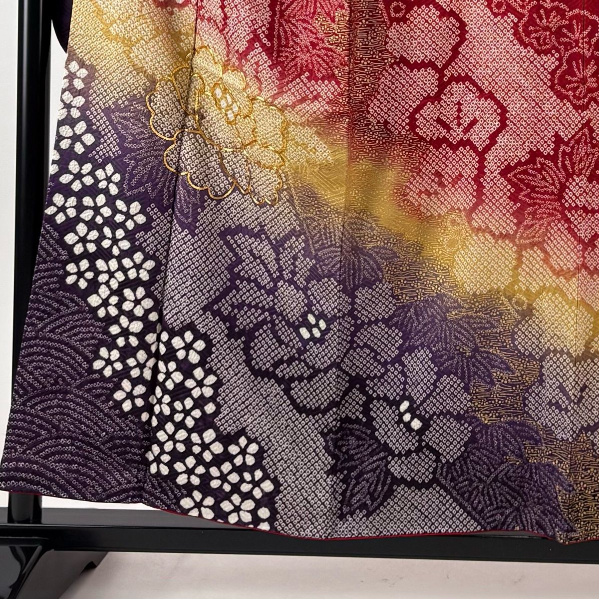 美品】 振袖 身丈156cm 裄丈65cm M 袷 袋帯フルセット 鈴乃屋 牡丹 梅