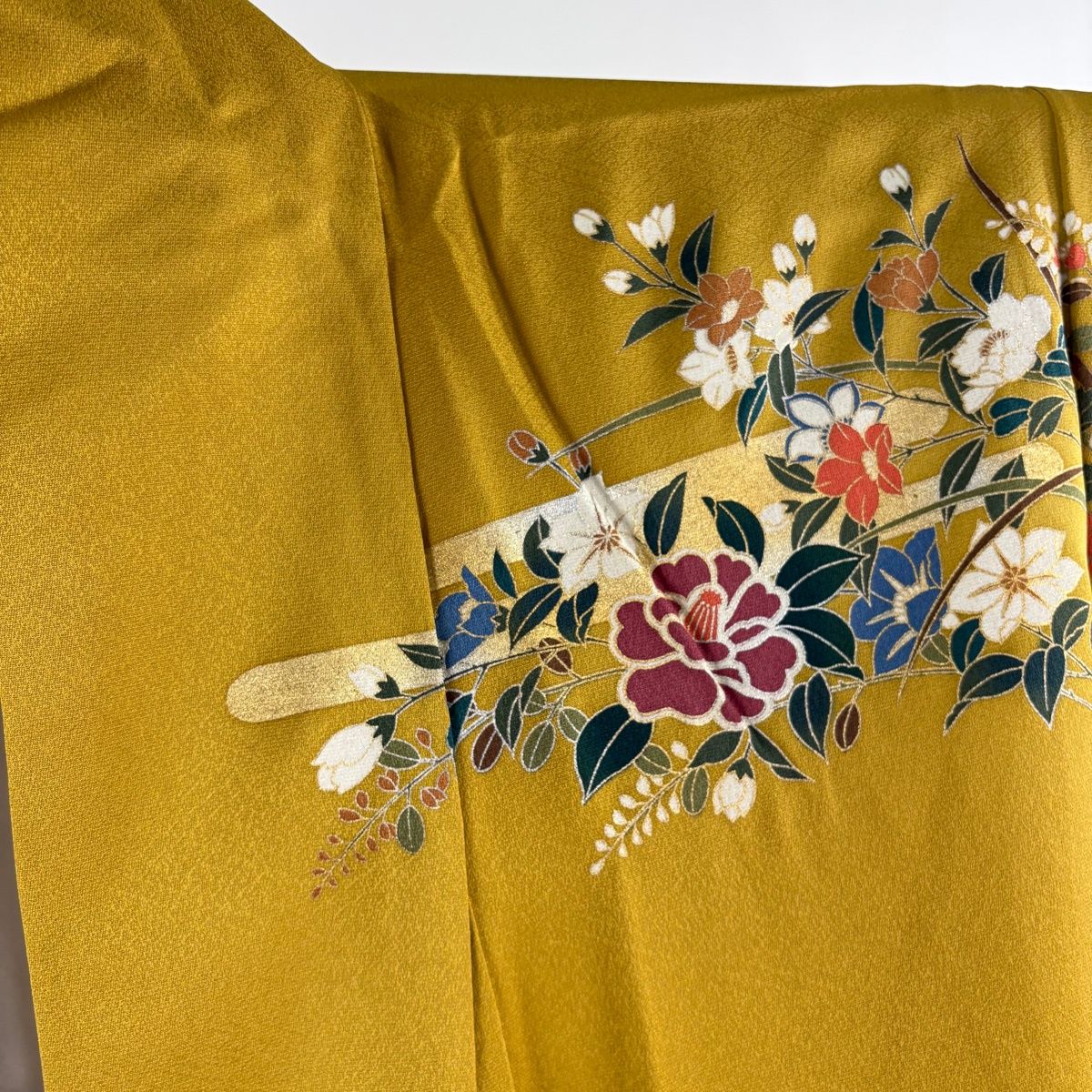 美品】 振袖 身丈160cm 裄丈66cm M 袷 袋帯フルセット 鈴乃屋 草花 ヱ