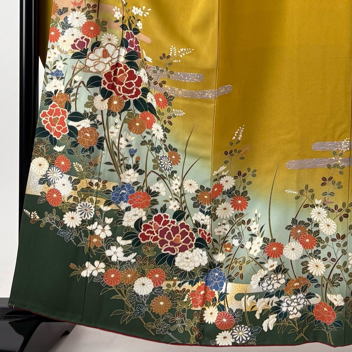 美品】 振袖 身丈160cm 裄丈66cm M 袷 袋帯フルセット 鈴乃屋 草花 ヱ