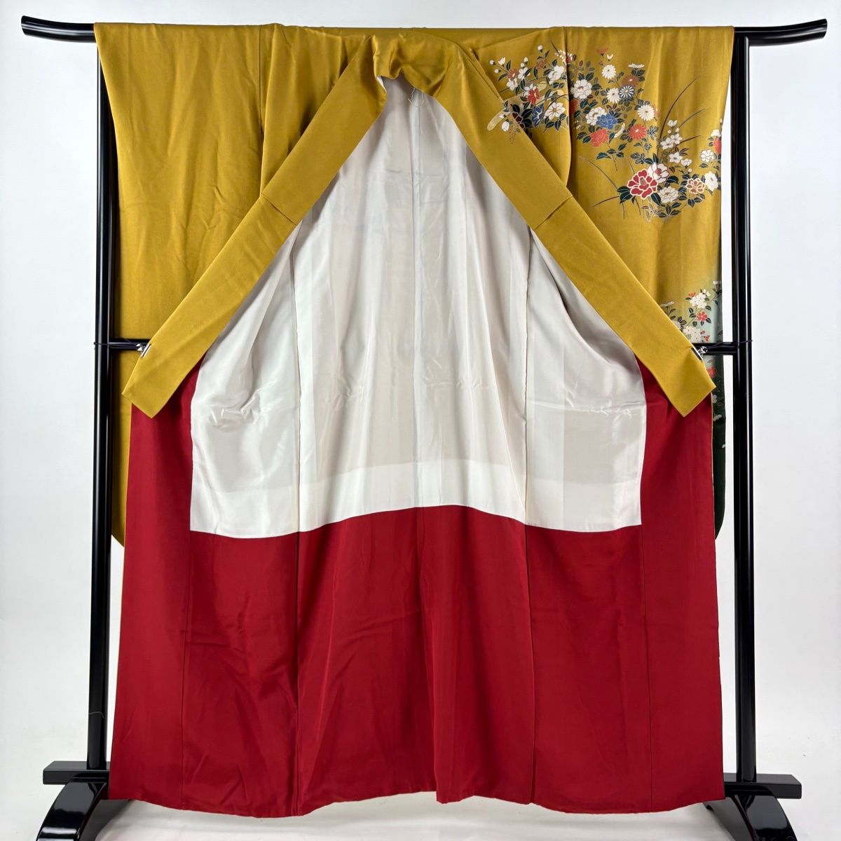 美品】 振袖 身丈160cm 裄丈66cm M 袷 袋帯フルセット 鈴乃屋 草花 ヱ