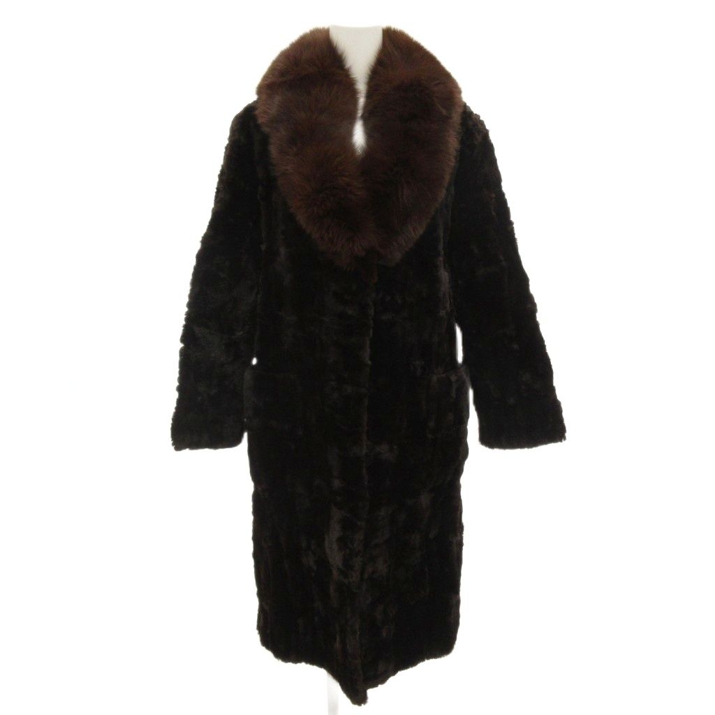 ニナリッチ NINA RICCI ラムファーコート 毛皮 ロング 衿フォックス  