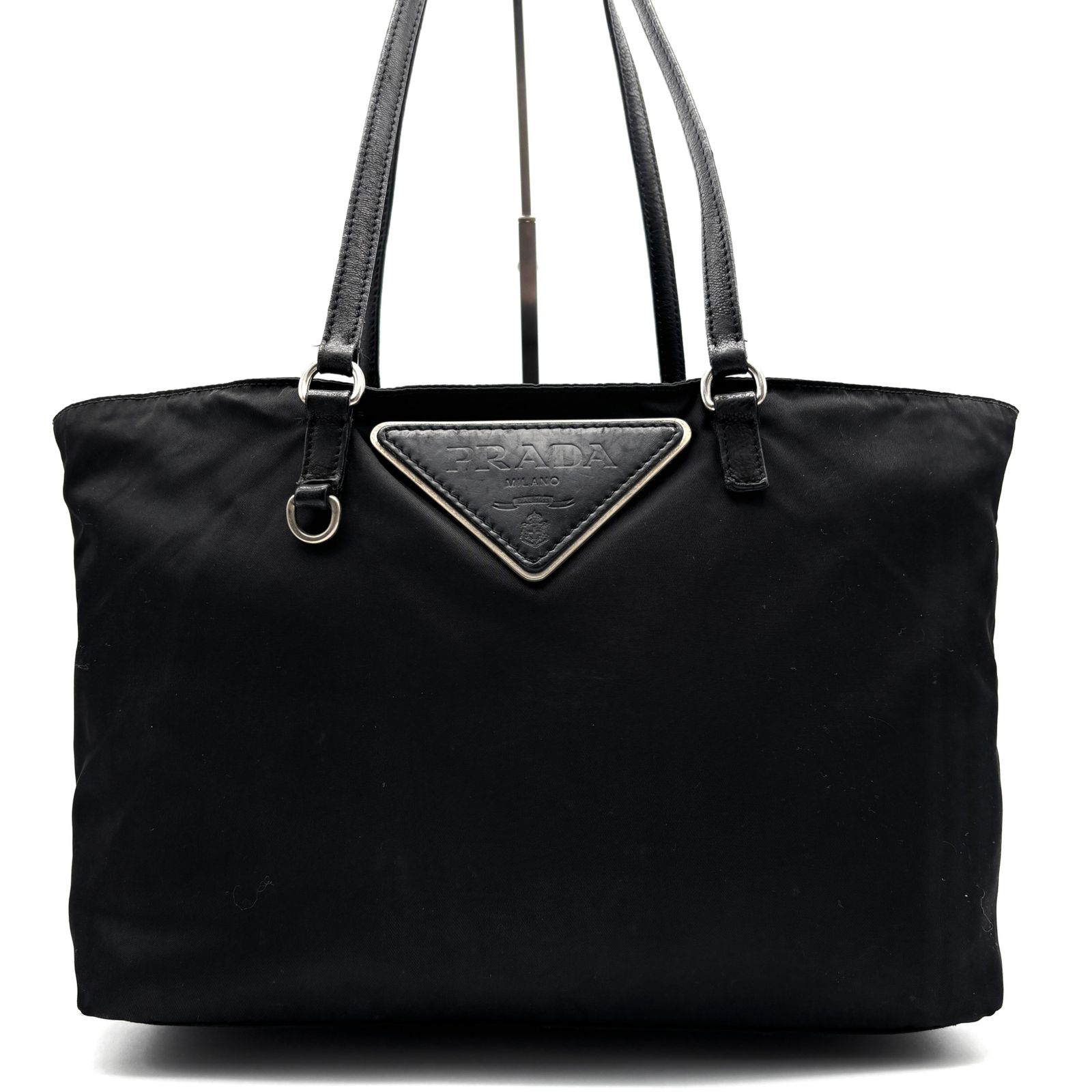 希少美品 PRADA プラダ トートバッグ 三角ロゴ プレート 白タグ 肩掛け