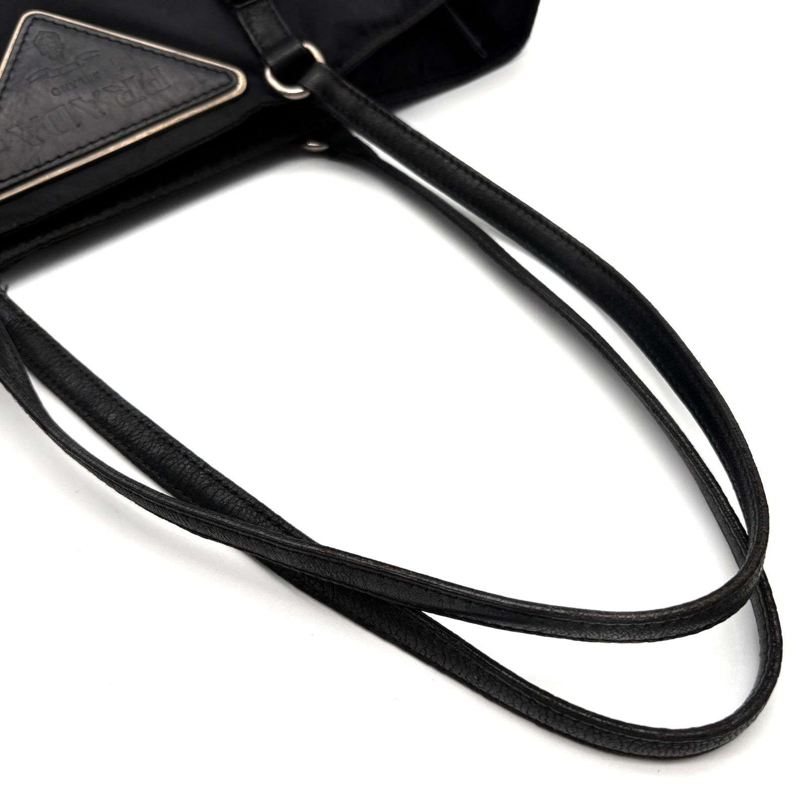 希少美品 PRADA プラダ トートバッグ 三角ロゴ プレート 白タグ 肩掛け