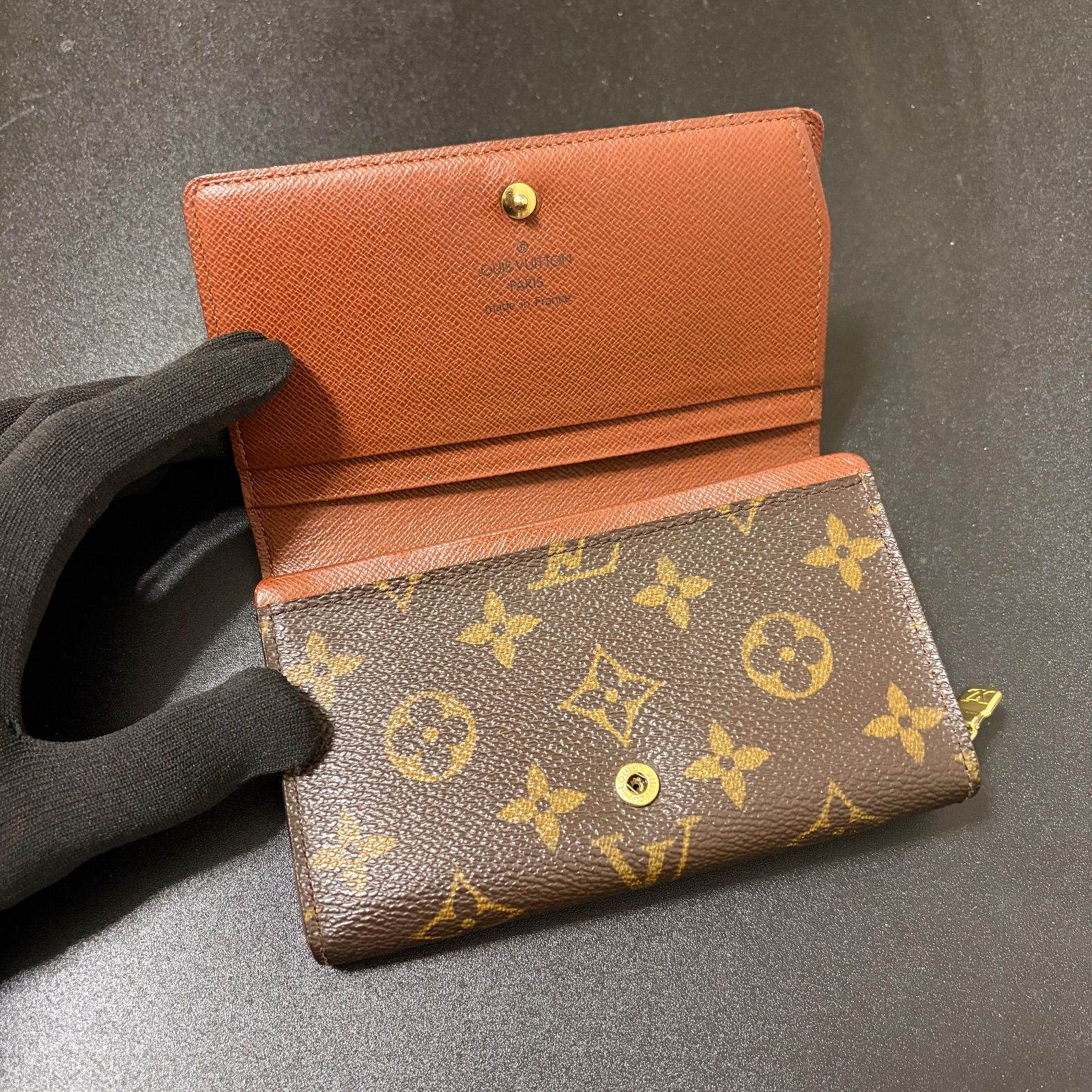 【鑑定済】ルイヴィトン モノグラム ポルト モネ ビエ トレゾール 二つ折り財布 v97 ポルト モネ ビエ トレゾール ポルトフォイユ トレゾール