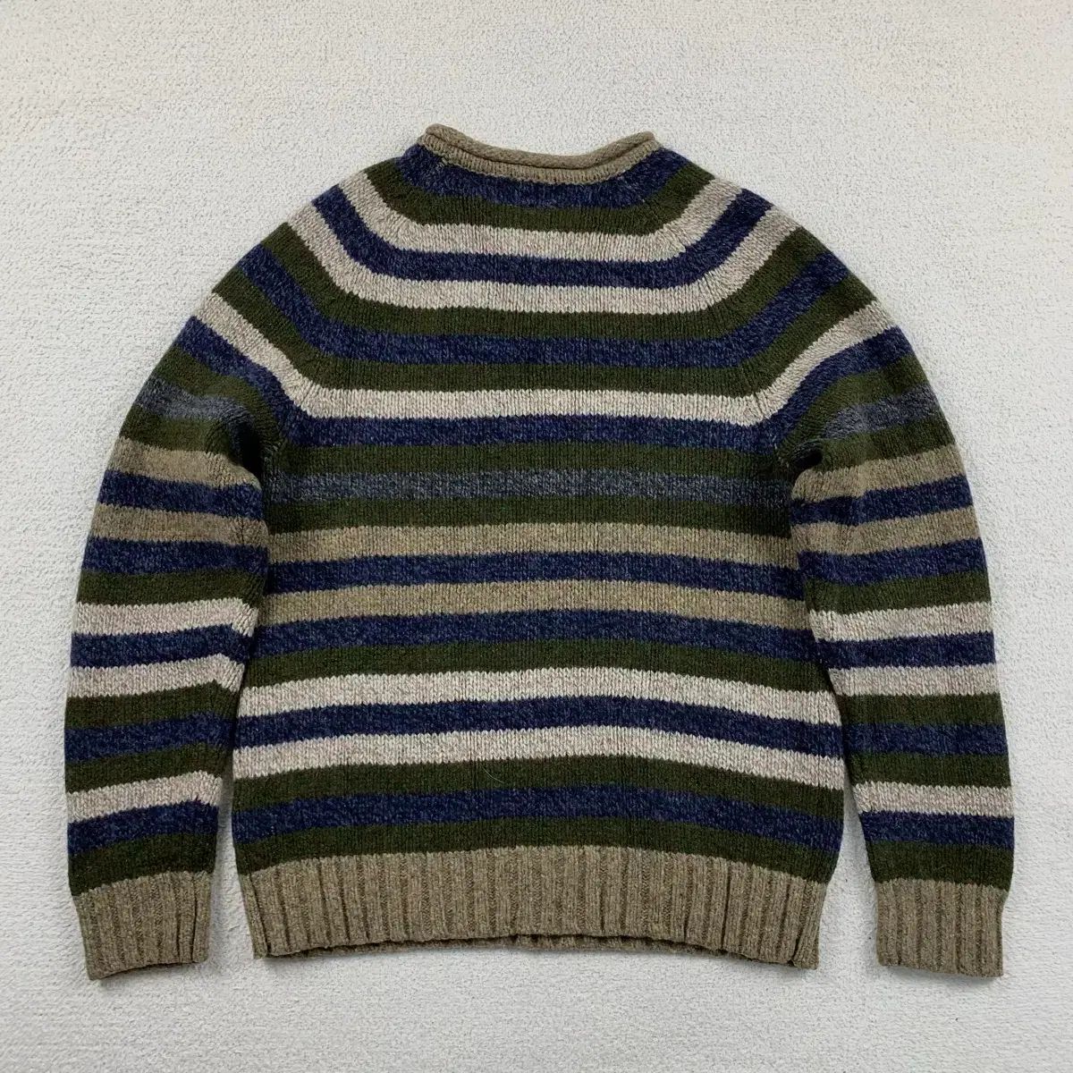 L.L.Bean ミックス ストライプ ロールネック ラムウール ニット 