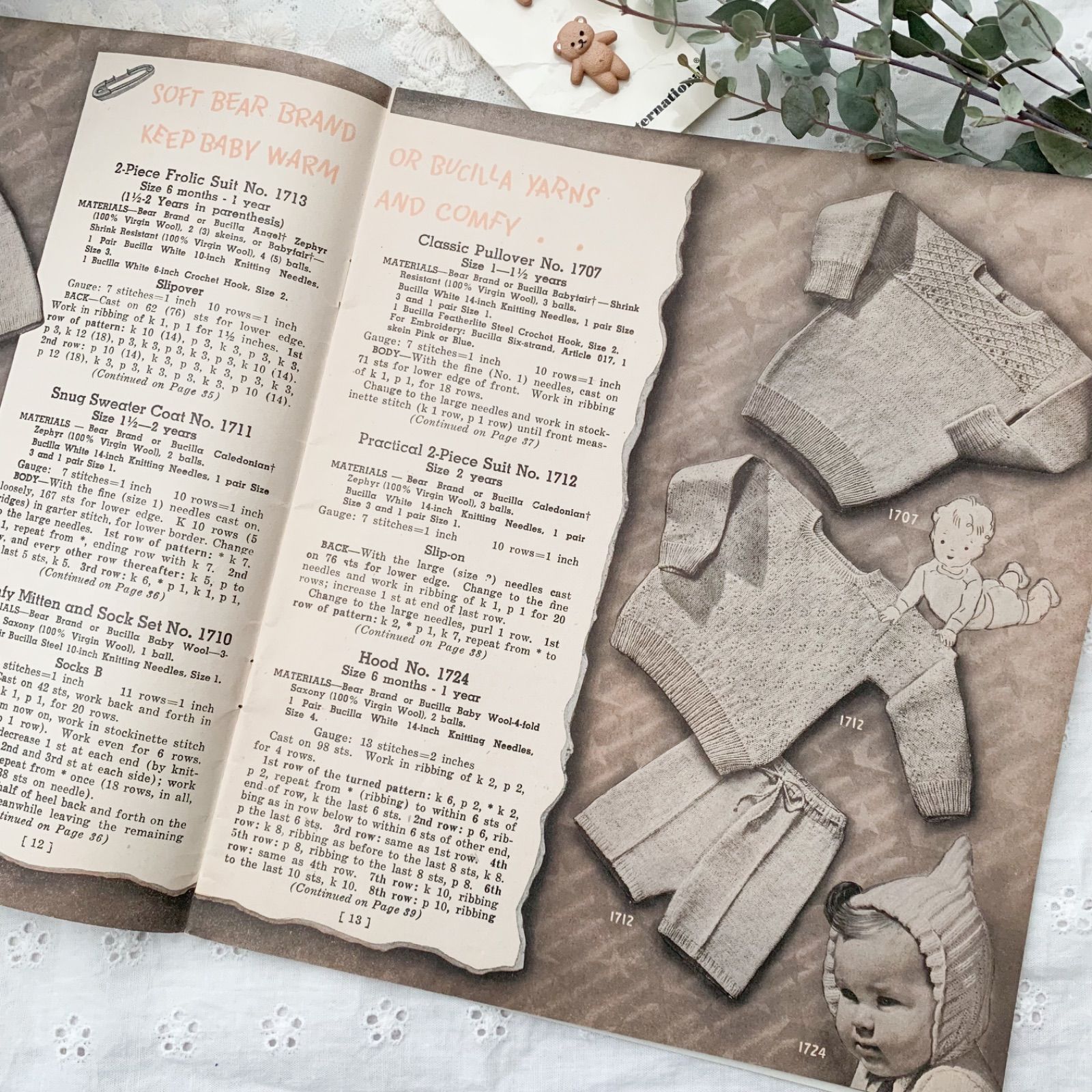 ヴィンテージ ベビー クラフト 洋書 雑誌 1940年 ジャンクジャーナル