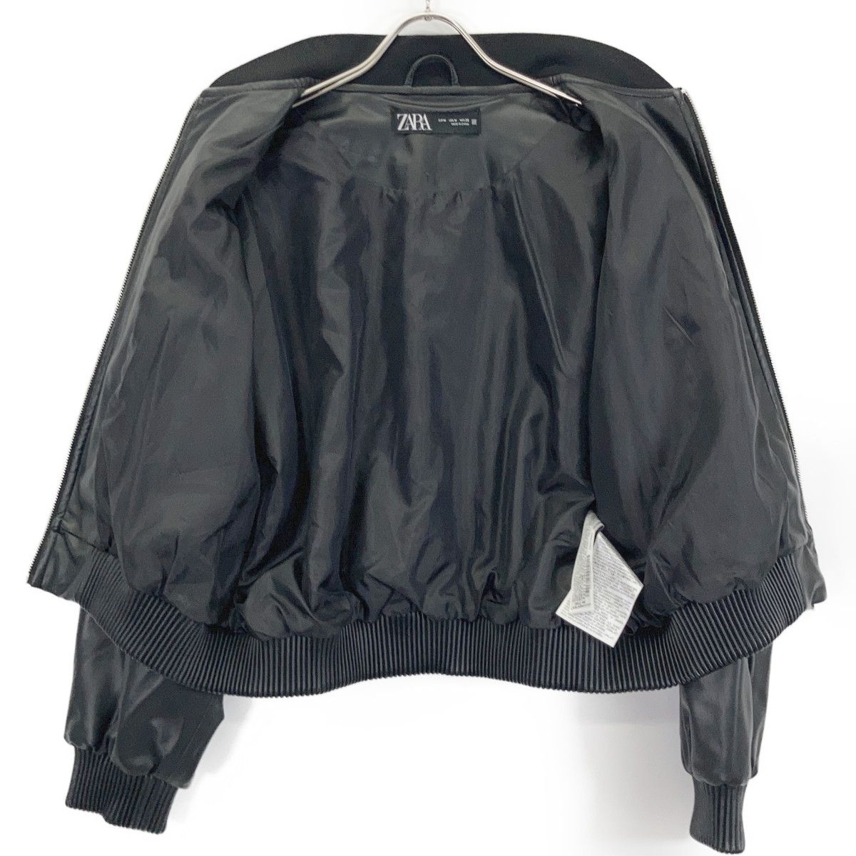 ZARA ザラ ﾌﾞﾗｯｸ ﾌｪｲｸﾚｻﾞｰ ﾎﾞﾝﾊﾞｰｼﾞｬｹｯﾄ M - メルカリ