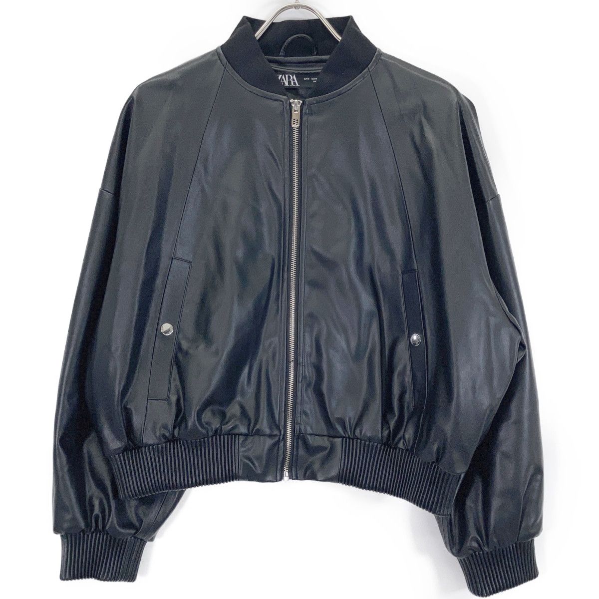 ZARA ザラ ﾌﾞﾗｯｸ ﾌｪｲｸﾚｻﾞｰ ﾎﾞﾝﾊﾞｰｼﾞｬｹｯﾄ M - メルカリ