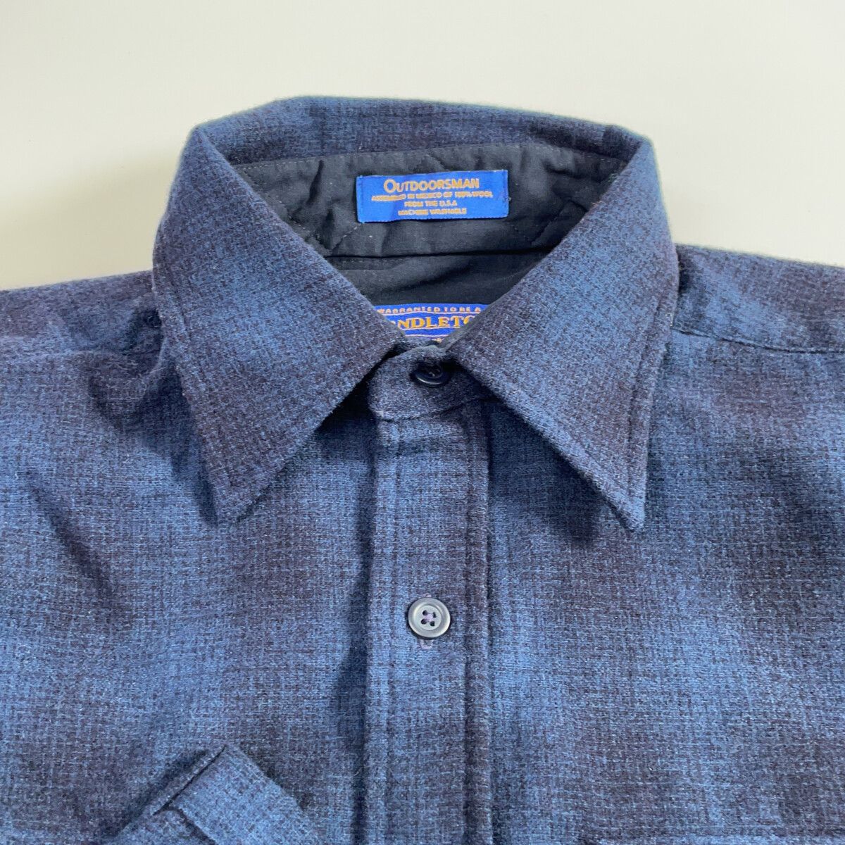 PENDLETON ペンドルトン 90s~ OUTDOORS MAN ﾈｲﾋﾞｰ ﾊﾞｰｼﾞﾝｳｰﾙ100 ｵﾝﾌﾞﾚ