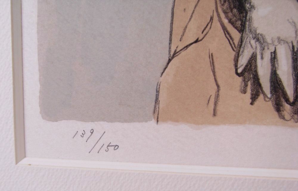 真作 小松崎邦雄作 「赤いドレスの人形」 版画 6号 139/150 本人直筆