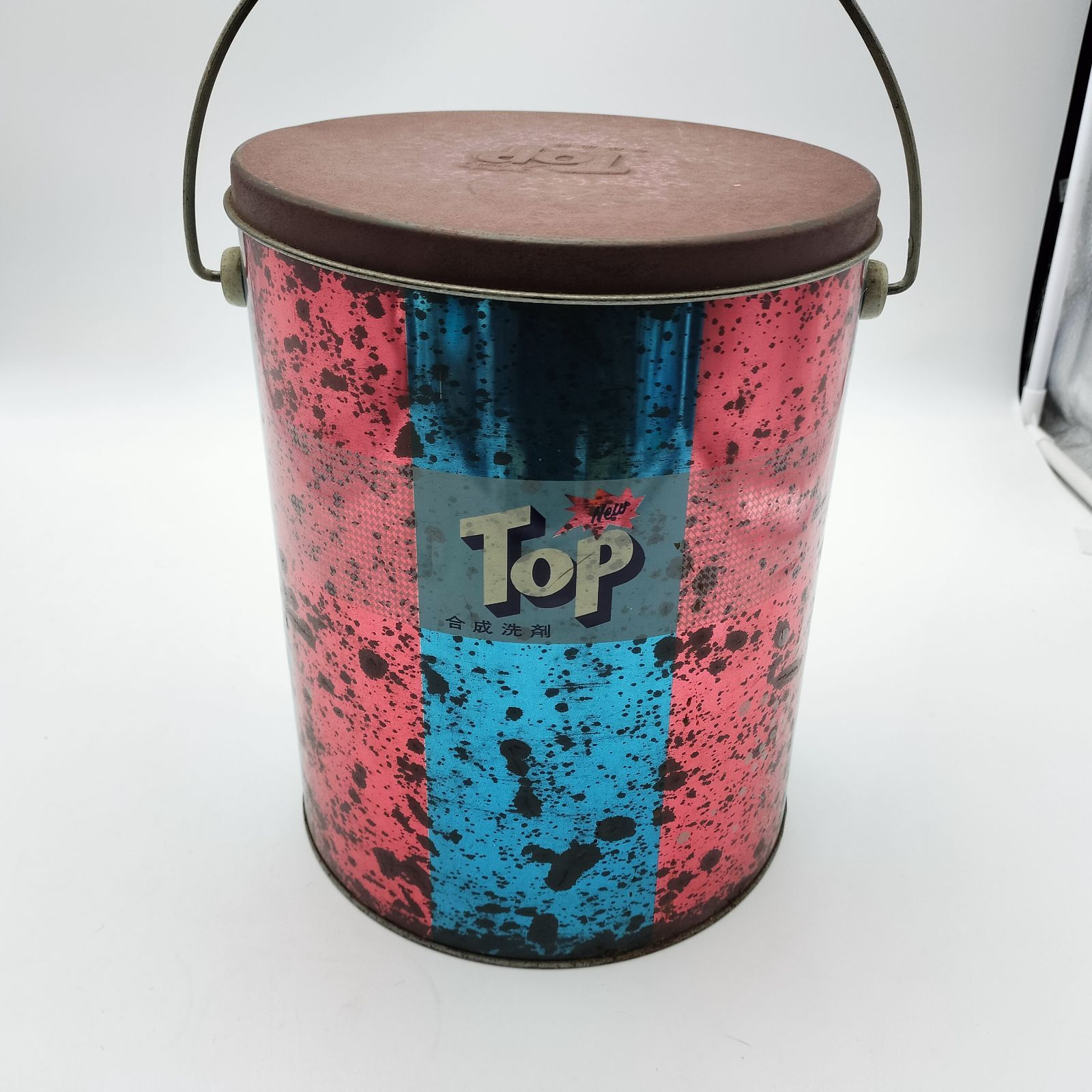 昭和レトロ ニュー・トップ 洗剤缶 ライオン油脂 ブリキ缶 当時物 什器