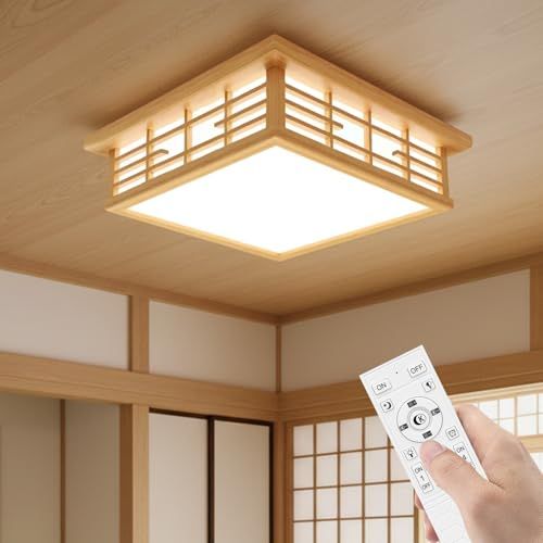 LED シーリングライト 和風 和室 4~6畳 天然木製 リモコン付き ledペンダントライト 24 W 無段階調光調色 常夜灯モード タイマー機能 メモリ機能 引掛対応 天井照明器具 寝室 居間ライト インテリア 省エネ 工事不要 簡 4256 cf 57