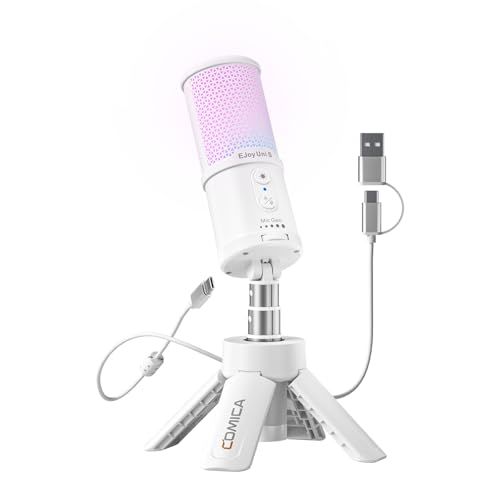 COMICA EJoy Uni S USBコンデンサーマイク AIノイズキャンセリングマイク RGBライティング ノイズ軽減 ワンタッチミュート ゲーム実況 在宅勤務 ポッドキャスト ストリーミング ナレーション録音に最適 PC|PS 8 c 3882 f 3
