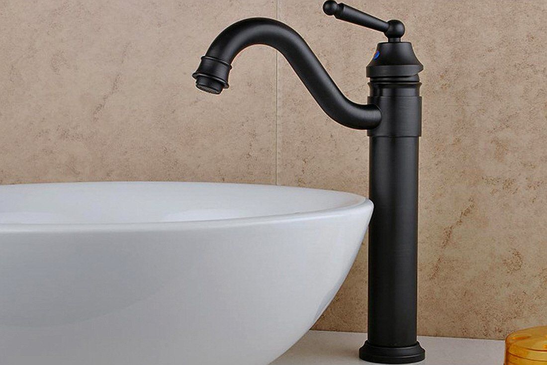 Life System ライフシステム 洗面用 アンティーク 混合水栓 ブラック 蛇口 シングルレバー レトロ 洗面台 ロング水栓 手洗い鉢 トール水栓 手洗いボウル SK 61