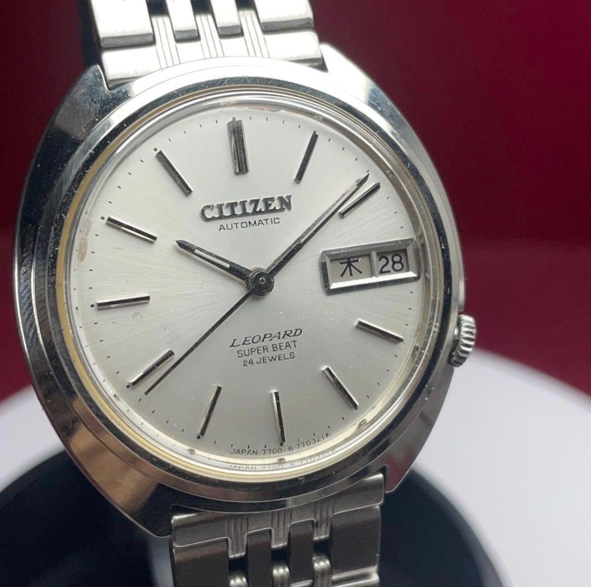  ≪期間 1 31まで¥5 000割引クーポン発行中≫ 風防 70s CITIZEN シチズン LEOPARD 純正ブレス 腕時計 ヴィンテージ アンティーク 日本製 レオパール 自動巻 純正CTZリューズ 24石 スーパービート カジュアルシャツ 自動巻き時計 腕時計(アナログ)
