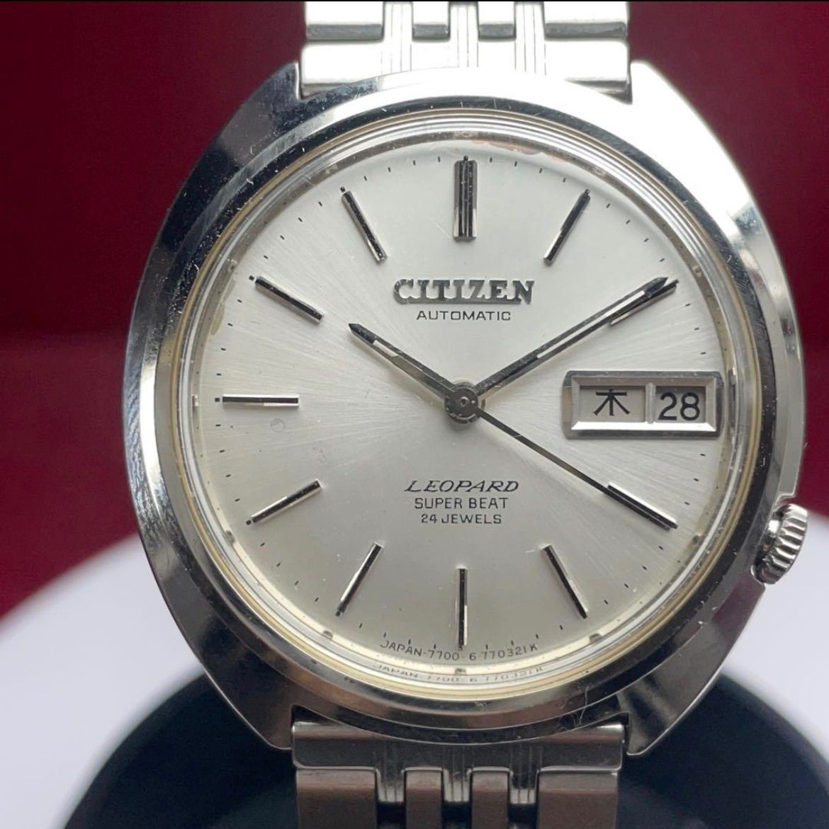 ≪期間 1 31まで¥5 000割引クーポン発行中≫ 風防 70s CITIZEN シチズン LEOPARD 純正ブレス 腕時計 ヴィンテージ アンティーク 日本製 レオパール 自動巻 純正CTZリューズ 24石 スーパービート