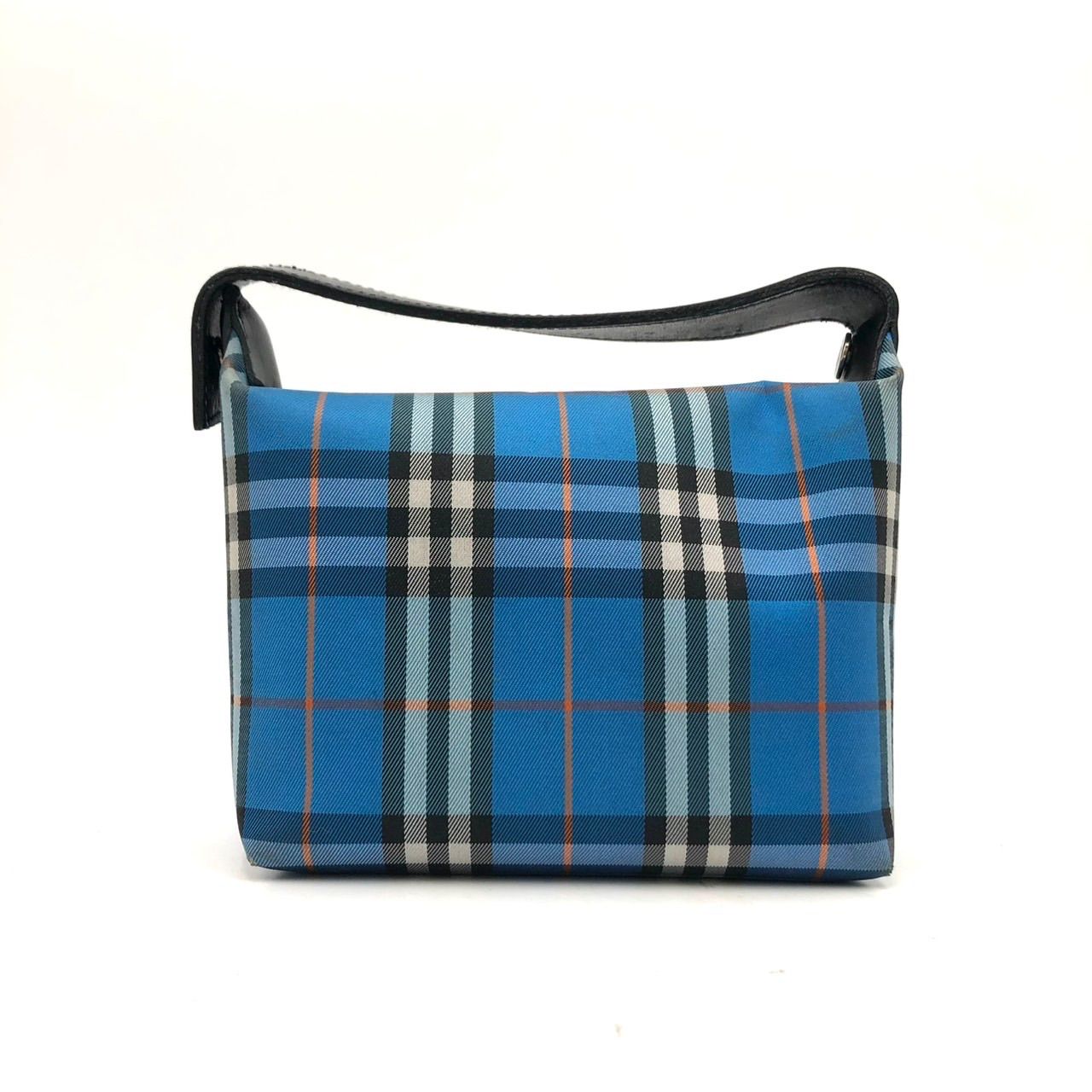 バーバリー ロンドン ミニ ハンドバッグ ポーチ ノバチェック 青