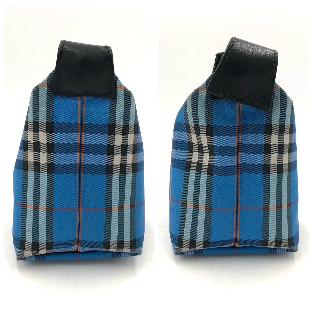 バーバリー ロンドン ミニ ハンドバッグ ポーチ ノバチェック 青