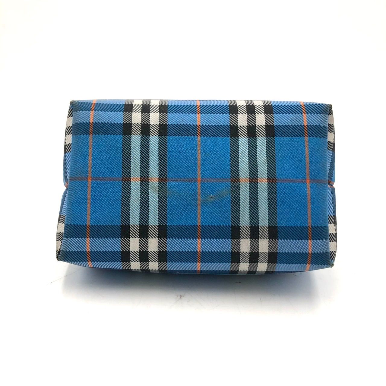 バーバリー ロンドン ミニ ハンドバッグ ポーチ ノバチェック 青
