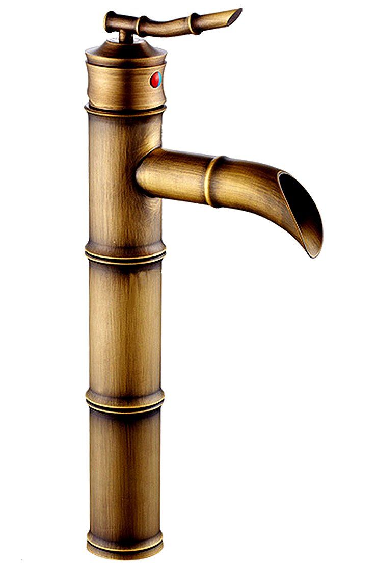 Life System ライフシステム 洗面用 竹型 アンティーク 混合水栓 蛇口 シングルレバー 手洗いボウル用 洗面台 ロング水栓 手洗い鉢 SK 72