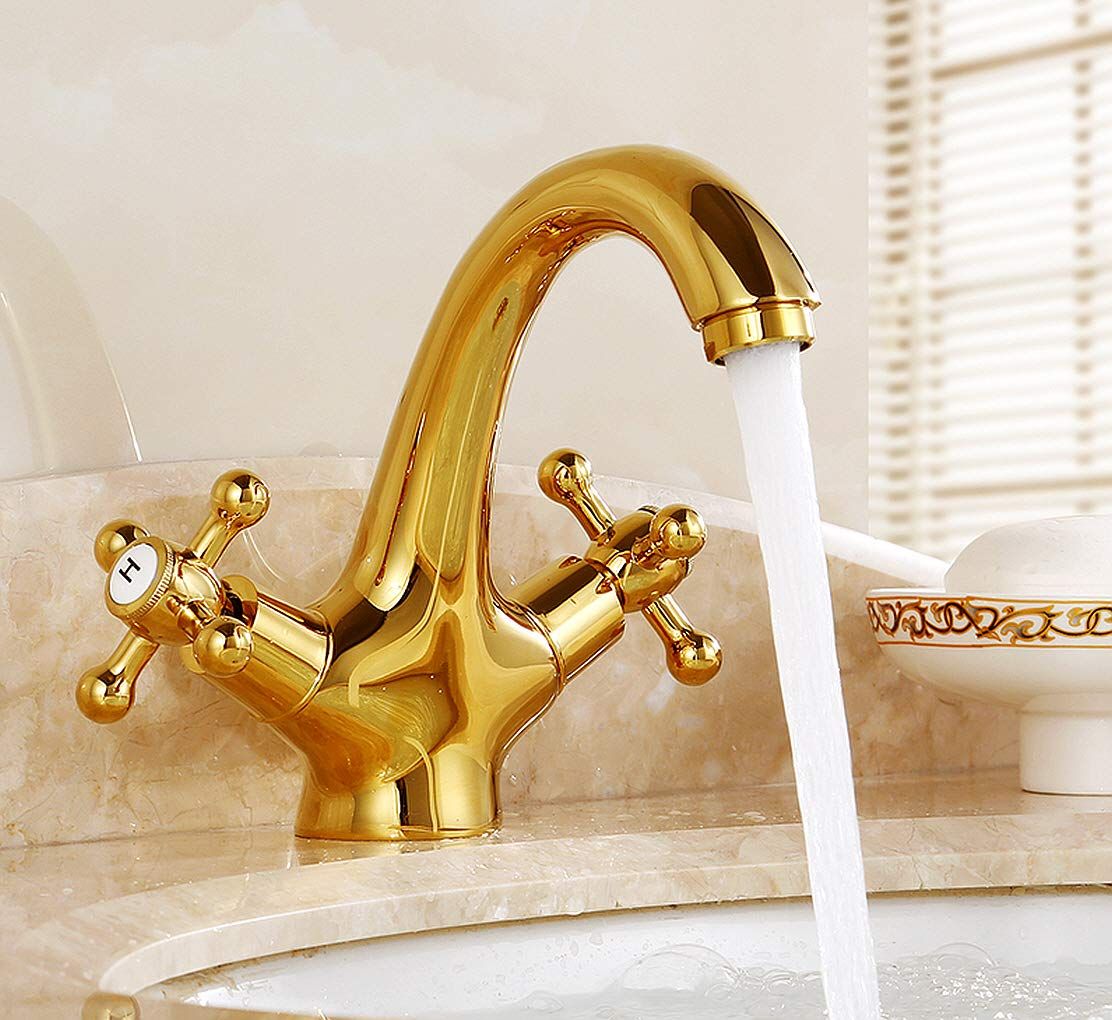 Life System ライフシステム 洗面用 アンティーク 混合水栓 蛇口 2ハンドル レトロ 洗面台 手洗いボウル クロスハンドル SK 80