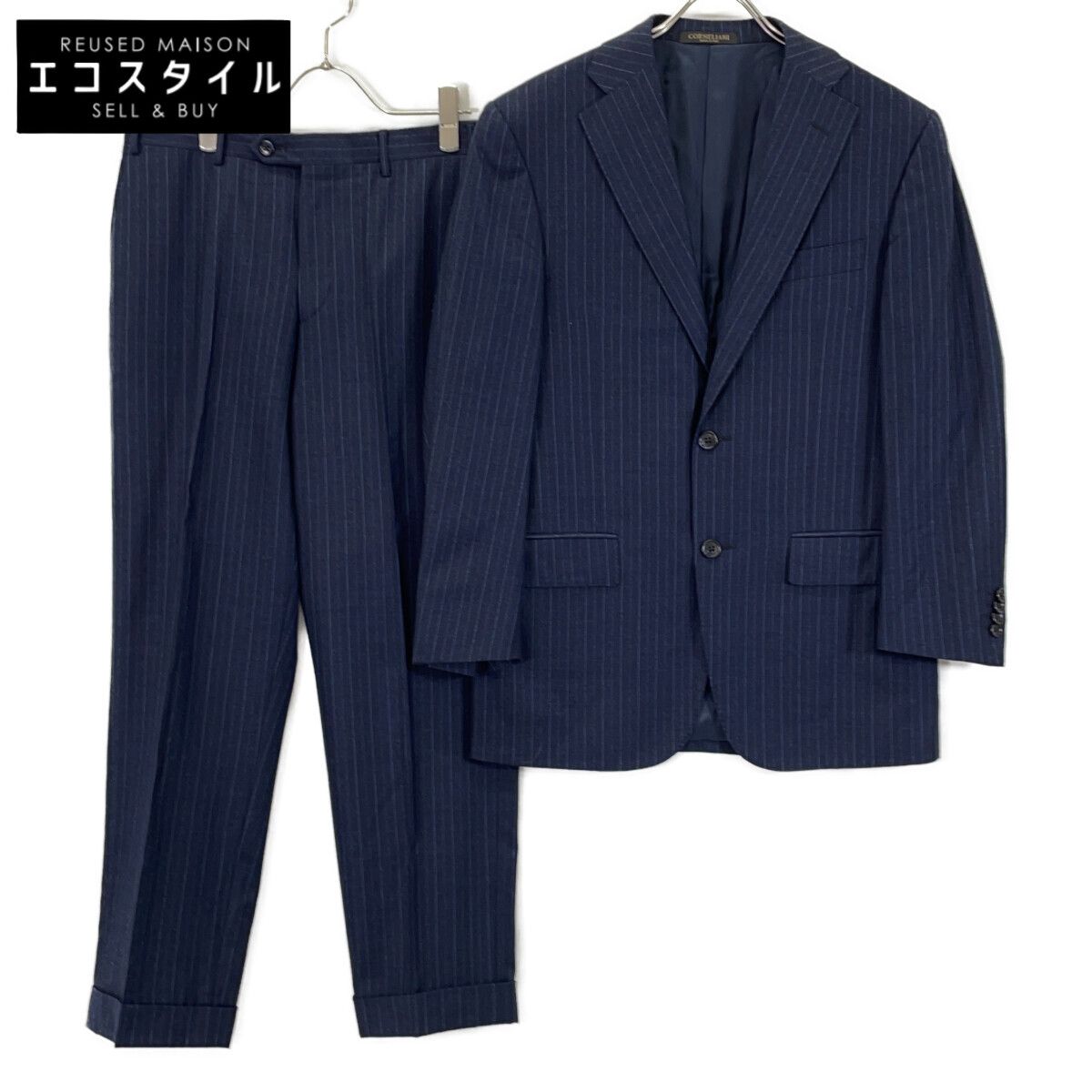 コルネリアーニ スーツ セットアップ 50 XLサイズ ストライプ ネイビー CORNELIANI コルネリアーニ ﾈｲﾋﾞｰ ｶｼﾐﾔｳｰﾙ ｽﾄﾗｲﾌﾟ ｽｰﾂ 46 - メルカリ