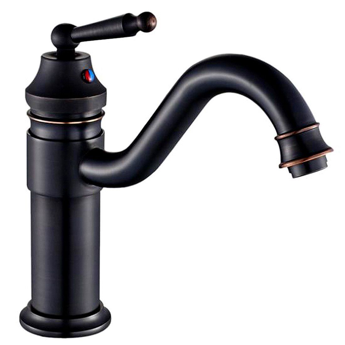 Life System ライフシステム 洗面用 アンティーク 混合水栓 ブラック 蛇口 シングルレバー レトロ 手洗いボウル用 手洗い鉢 洗面台 SK 60
