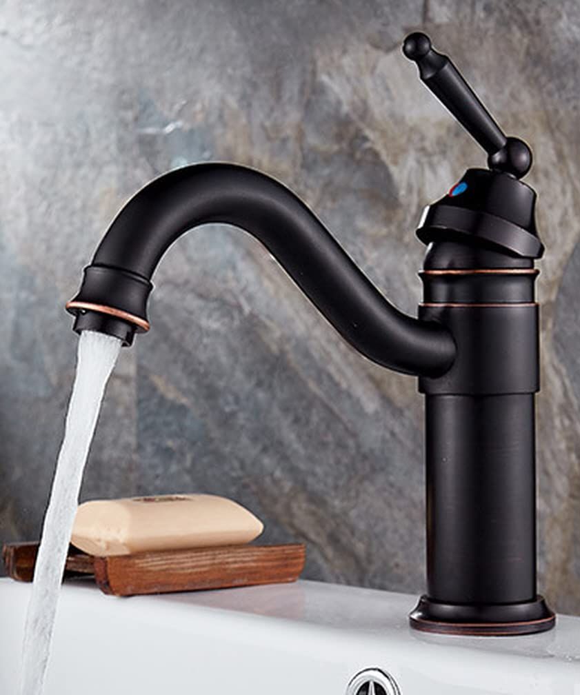 Life System ライフシステム 洗面用 アンティーク 混合水栓 ブラック 蛇口 シングルレバー レトロ 手洗いボウル用 手洗い鉢 洗面台 SK 60
