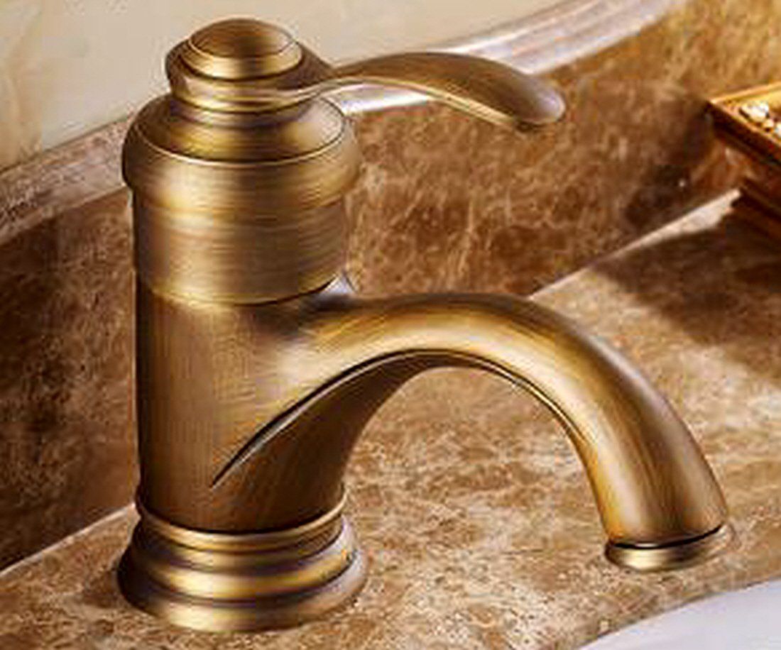 Life System ライフシステム 洗面用 アンティーク 混合水栓 蛇口 シングルレバー 14 cm 32 レトロ 手洗いボウル用 洗面台 水道 SK 241 ショート