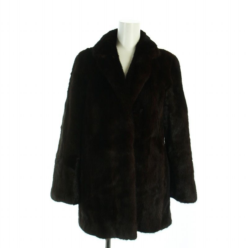 美品　Altima アルティマ　ビーバー　リアルファー　ブラック　　ジャケット アルティマ Altima 毛皮コート ミンクファー ミドル 絹 シルク ネーム