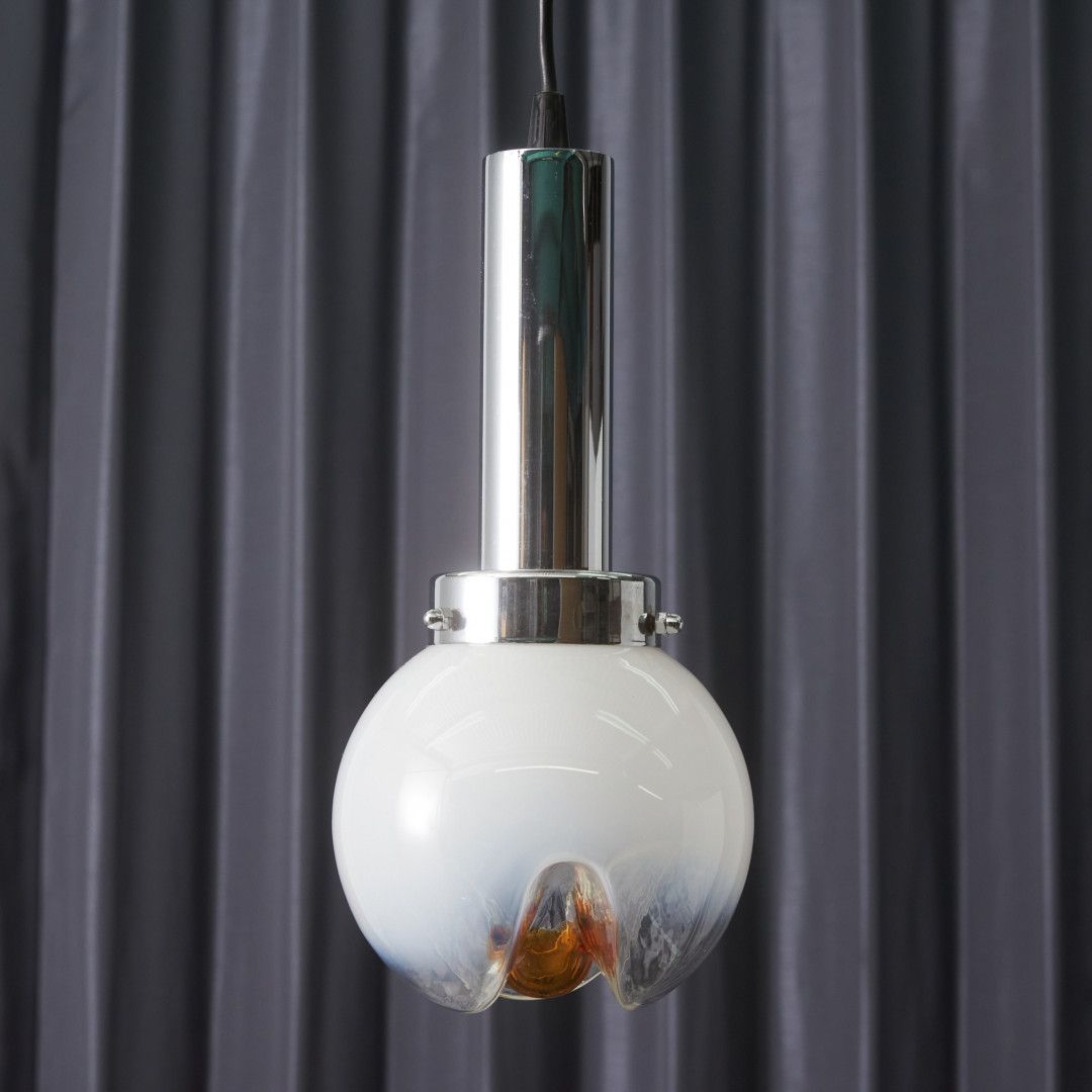 イタリア　ベネチアンガラス　ヴェネチアン 　ランプシェード　と天井照明灯具 イタリア Mazzega ヴィンテージ ペンダントライト ムラノガラス