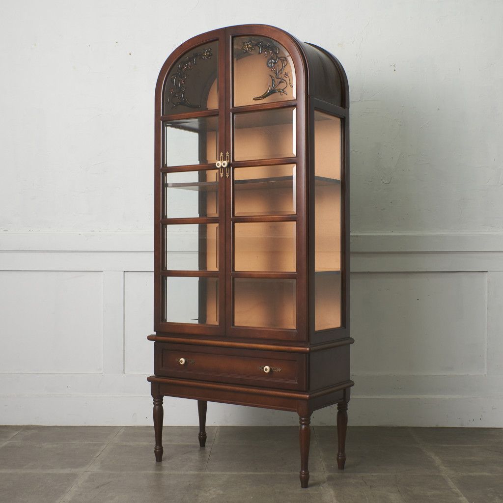 飛騨産業 キツツキ キュリオケース 3面ガラス 照明付き ビーチ 飾り棚