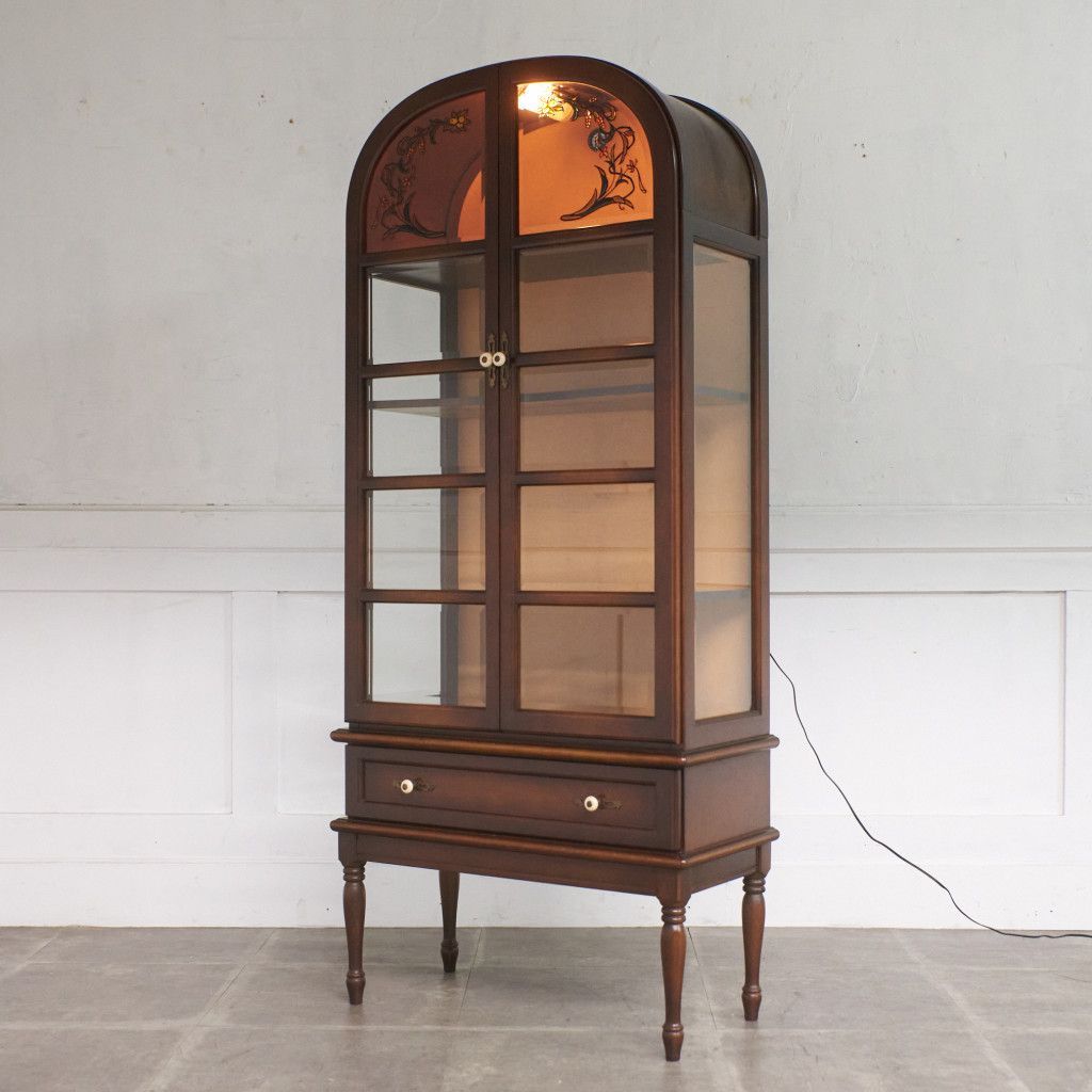 飛騨産業 キツツキ キュリオケース 3面ガラス 照明付き ビーチ 飾り棚