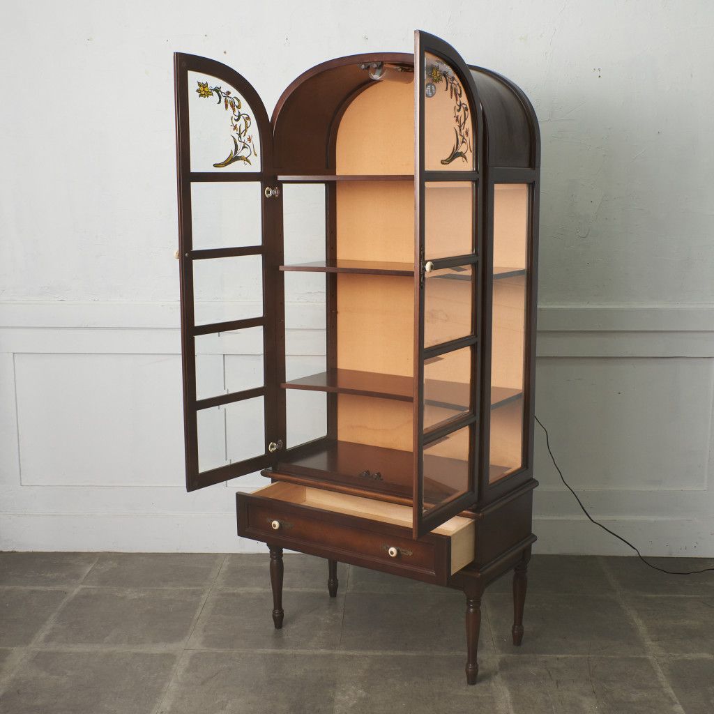 取付無料！飛騨産業キツツキ キュリオケース 洋風アンティーク飾り棚 食器棚✨ 取付無料！飛騨産業キツツキ キュリオケース 洋風アンティーク飾り棚