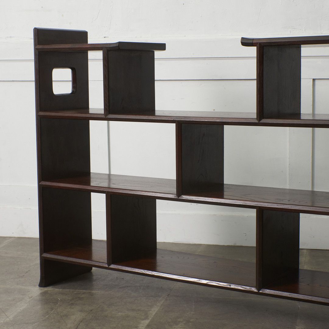 定価77万 松本民芸家具 違い棚 欅 書棚 茶棚 飾り棚 ケヤキ 無垢材 3段