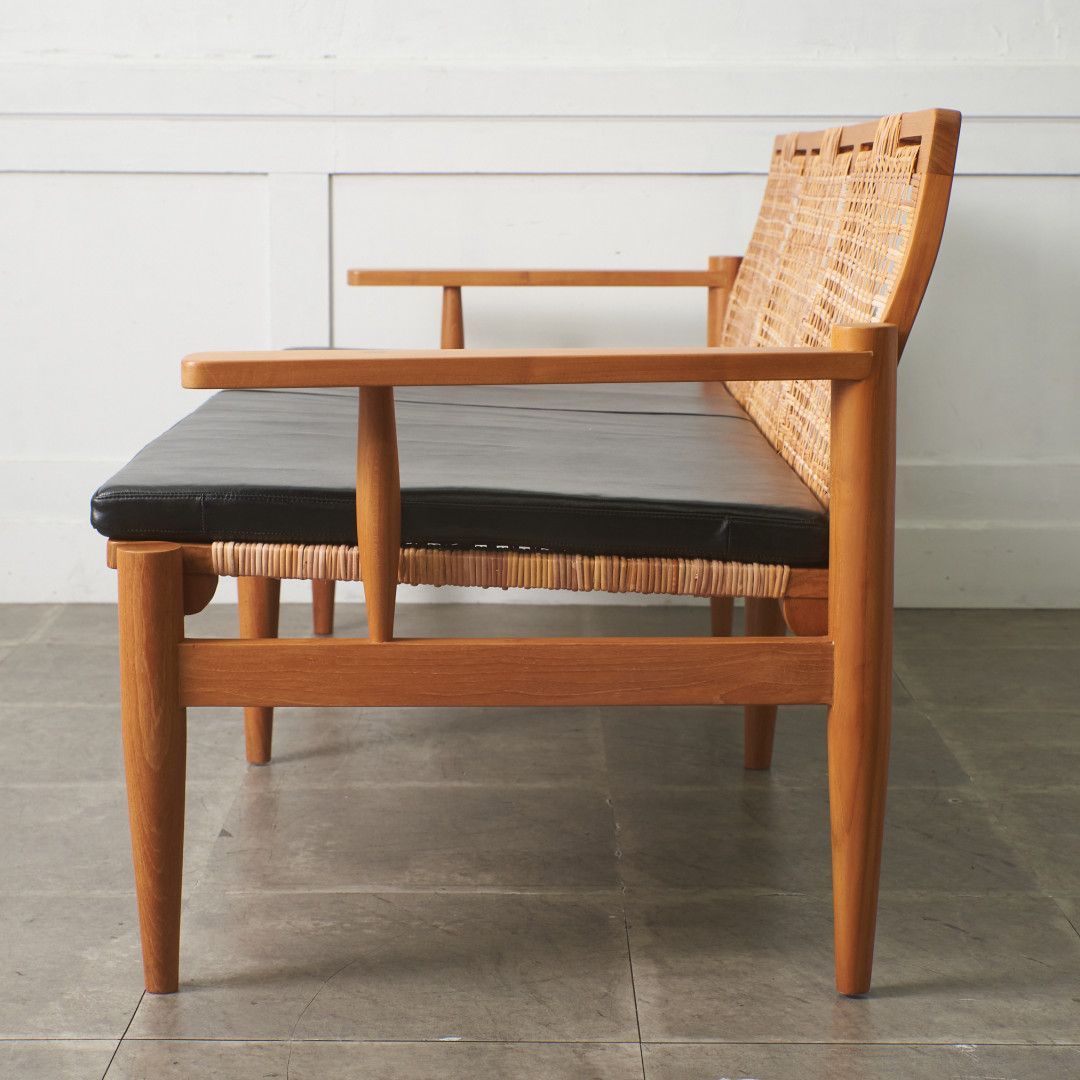 アンティーク　ビンテージ　ラタンソファ　3人がけ ヴィンテージスタイル 3人掛け ソファ ラタン リビングソファ トリプル