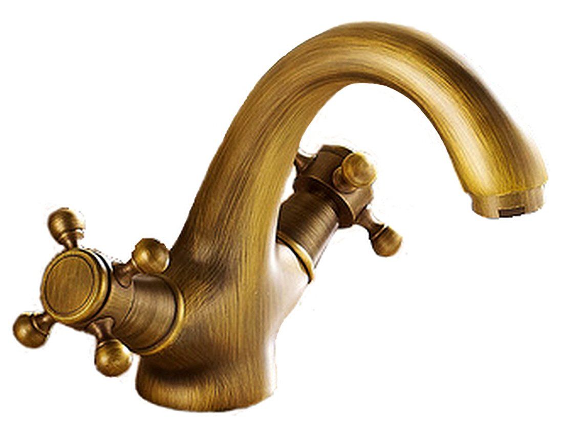 Life System ライフシステム 洗面用 アンティーク 混合水栓 蛇口 クラシック 2ハンドル レトロ 洗面台 手洗いボウル クロスハンドル SK 1